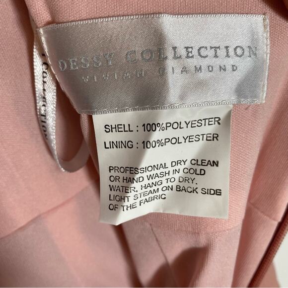 DESSY COLLECTION Diamond Cutout Back Trumpet Gown in Desert Rose - Picture 6 of 8